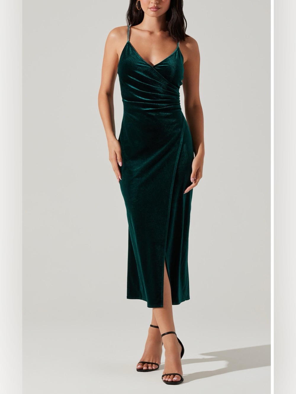 ASTR the Label Velvet Slipdress in Hunter Green